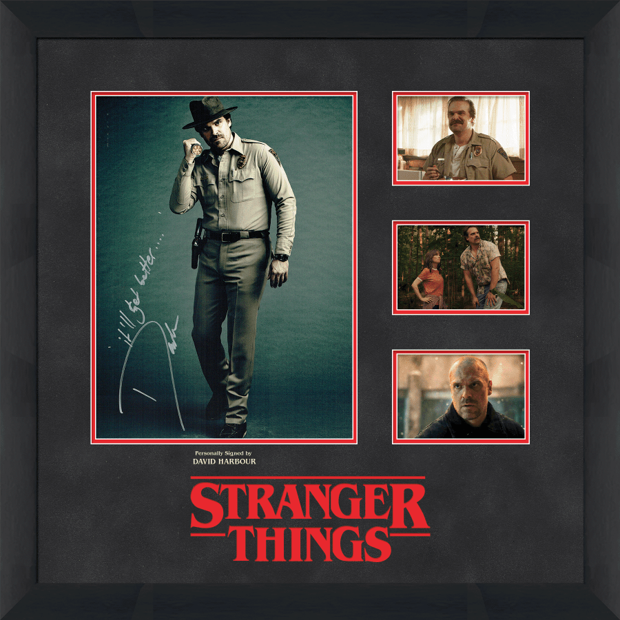 Stranger Things Framed Display Signed by David Harbour - Memorabilia Framers Shop